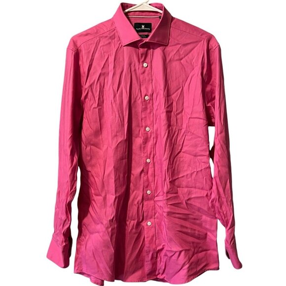 Psycho Bunny Modern Fit Stretch Non Iron Pink Long Sleeve Button Shirt Size 15.5 - Picture 1 of 16